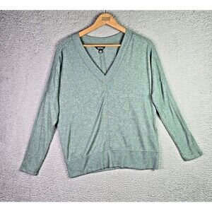 Buffalo David Bitton Green V-Neck Sweater Pullover Soft Knit Medium Lightweight